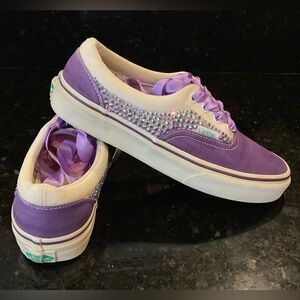 VANS OFF THE WALL CLASSIC Sneakers Old SKOOL Style Purple & White w/Satin laces